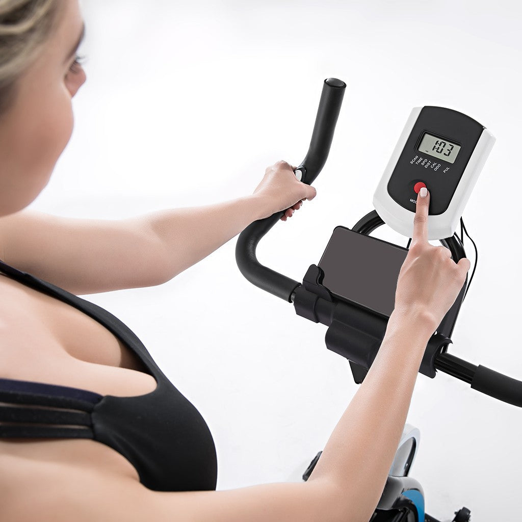 Stationary Indoor Bicycle With Tablet Stand And Comfortable Cushion